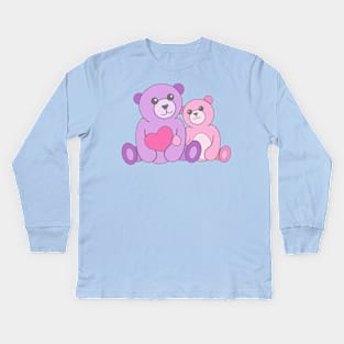 Mom and Baby, Best Friends Teddy Bears Kids Long Sleeve T-Shirt